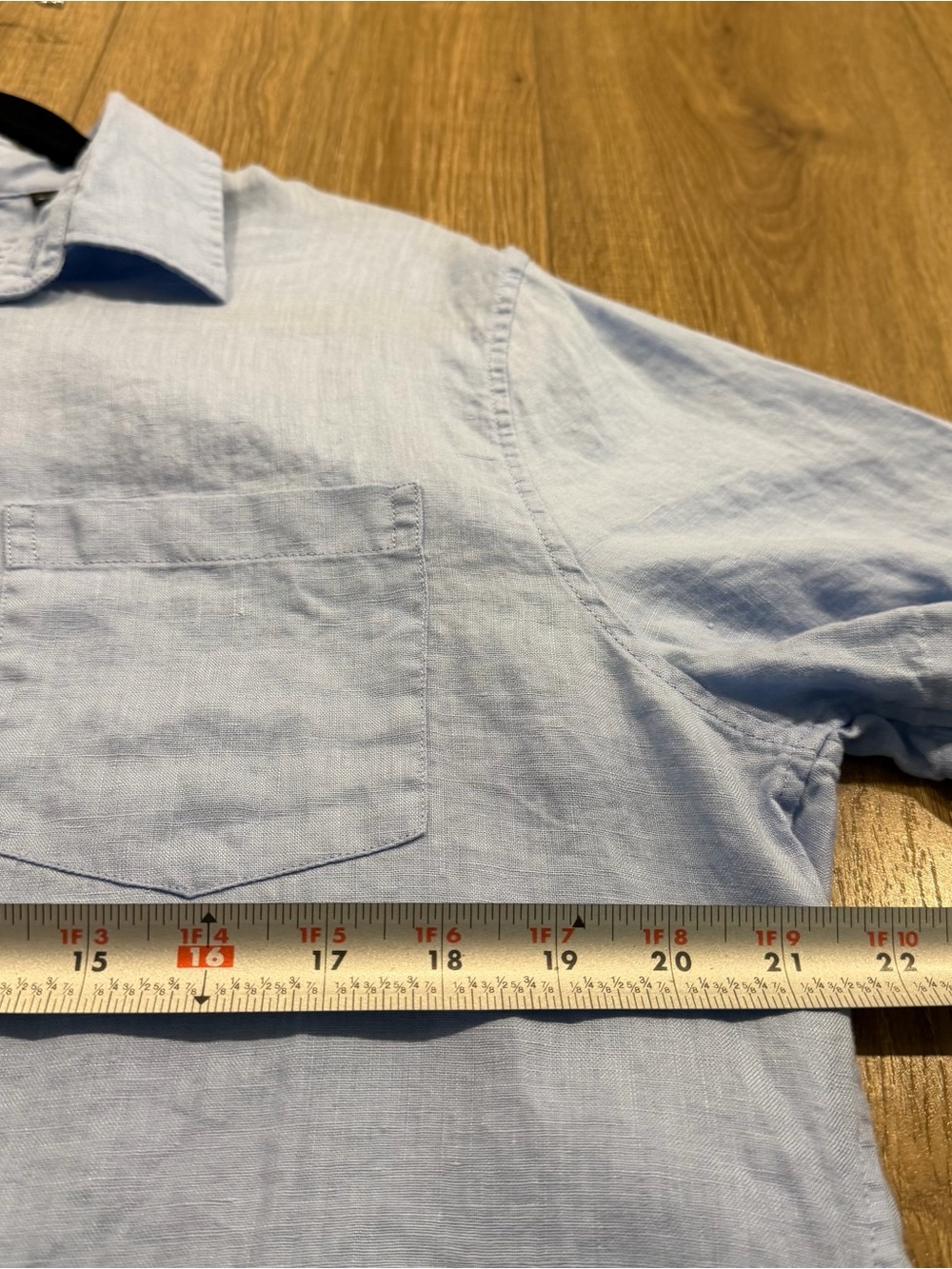 VINCE Light Blue Short-Sleeve Linen Shirt, men, M - Picture 7 of 7